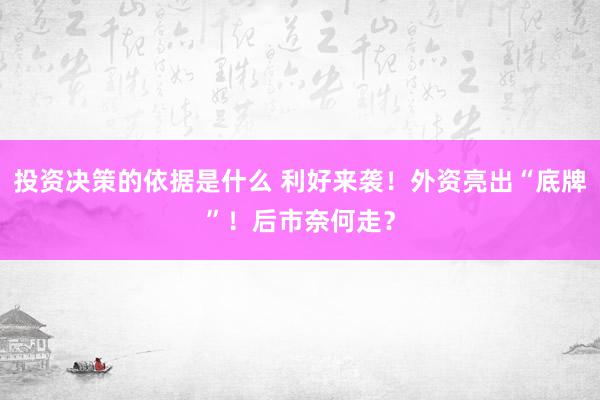 投资决策的依据是什么 利好来袭！外资亮出“底牌”！后市奈何走？