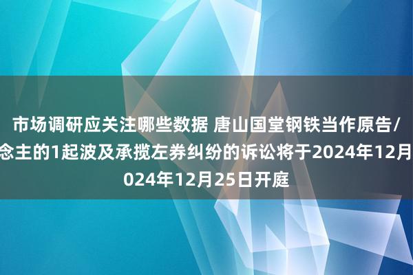 市场调研应关注哪些数据 唐山国堂钢铁当作原告/上诉东说念主的1起波及承揽左券纠纷的诉讼将于2024年12月25日开庭