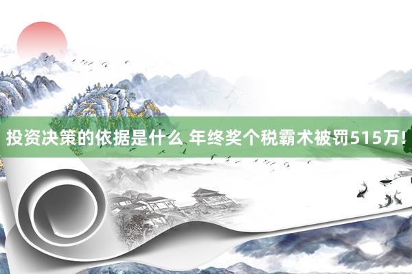 投资决策的依据是什么 年终奖个税霸术被罚515万!