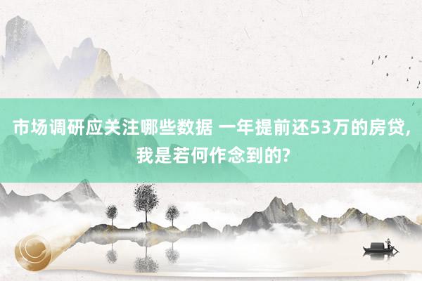 市场调研应关注哪些数据 一年提前还53万的房贷, 我是若何作念到的?