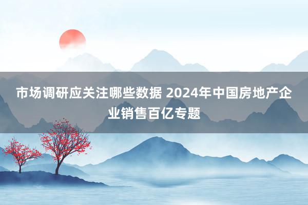 市场调研应关注哪些数据 2024年中国房地产企业销售百亿专题