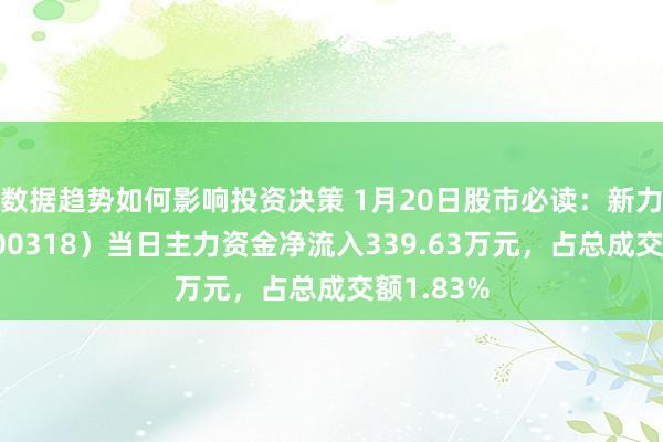 数据趋势如何影响投资决策 1月20日股市必读：新力金融（600318）当日主力资金净流入339.63万元，占总成交额1.83%