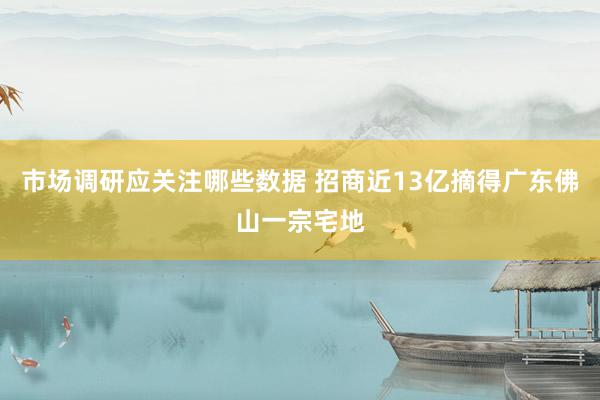 市场调研应关注哪些数据 招商近13亿摘得广东佛山一宗宅地