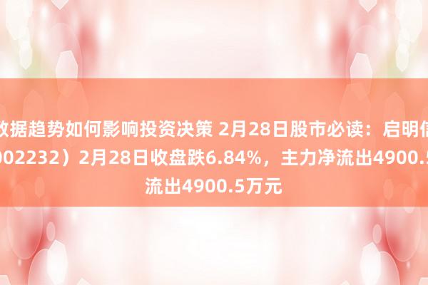 数据趋势如何影响投资决策 2月28日股市必读：启明信息（002232）2月28日收盘跌6.84%，主力净流出4900.5万元