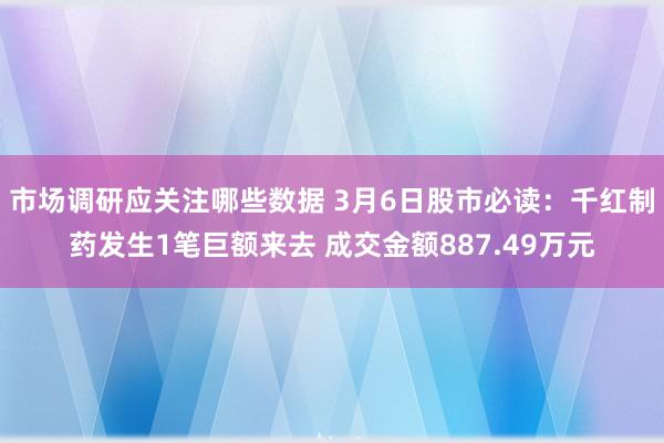 市场调研应关注哪些数据 3月6日股市必读：千红制药发生1笔巨额来去 成交金额887.49万元