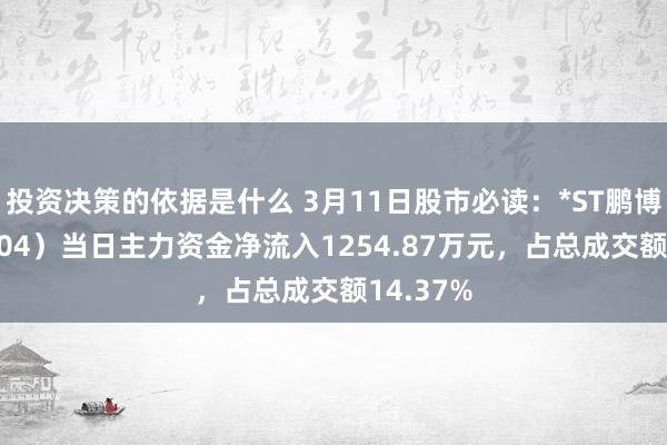 投资决策的依据是什么 3月11日股市必读：*ST鹏博（600804）当日主力资金净流入1254.87万元，占总成交额14.37%