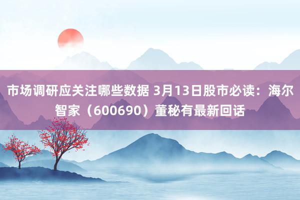 市场调研应关注哪些数据 3月13日股市必读：海尔智家（600690）董秘有最新回话